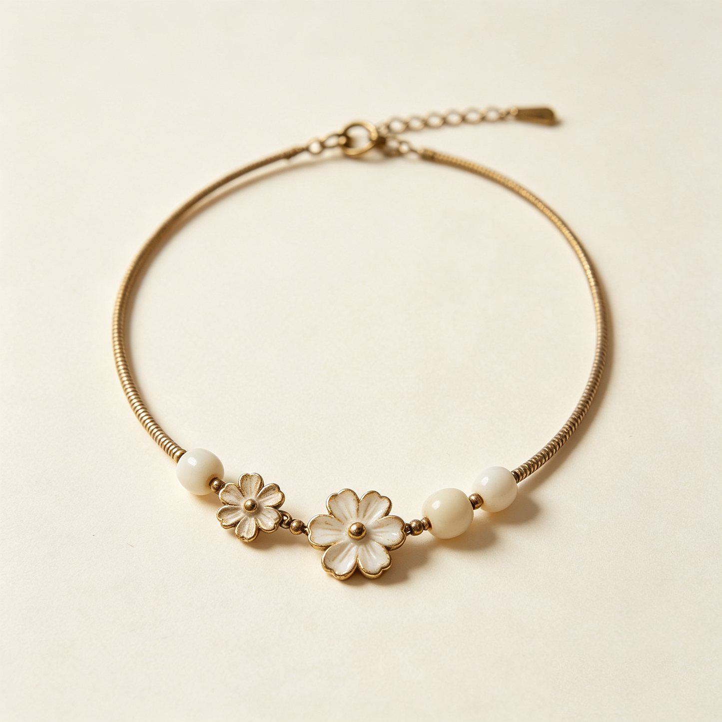 Vintage White Flower Snake Choker
