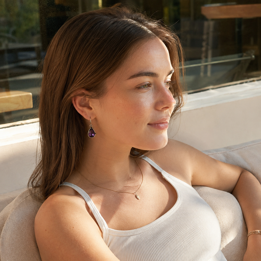 Vintage Purple Teardrop Crystal Earrings