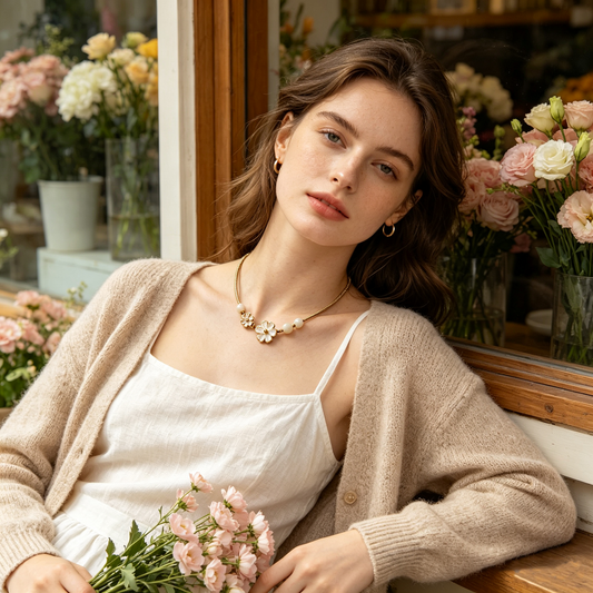 Vintage White Flower Snake Choker