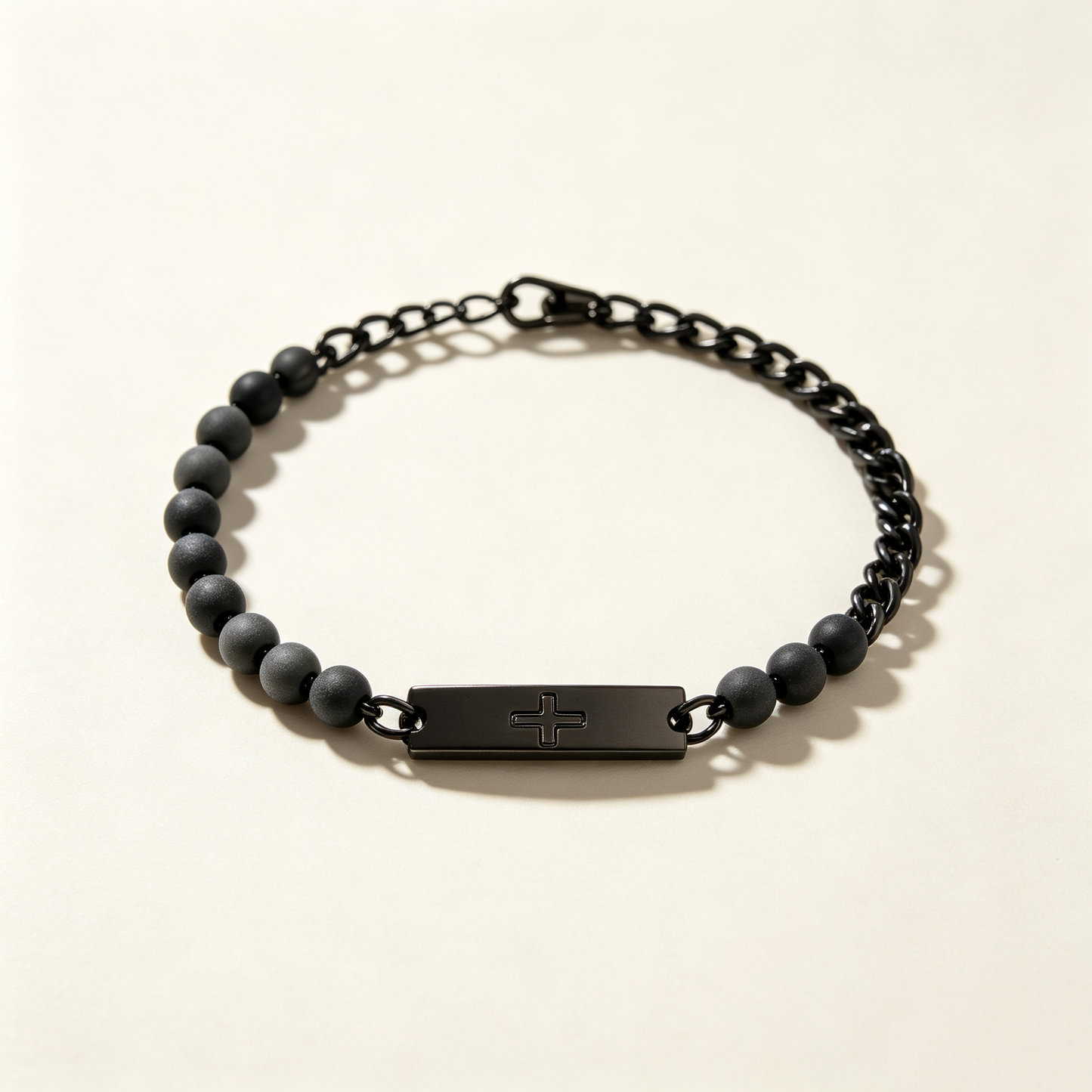 Black Cross Bar Men's Bracelet