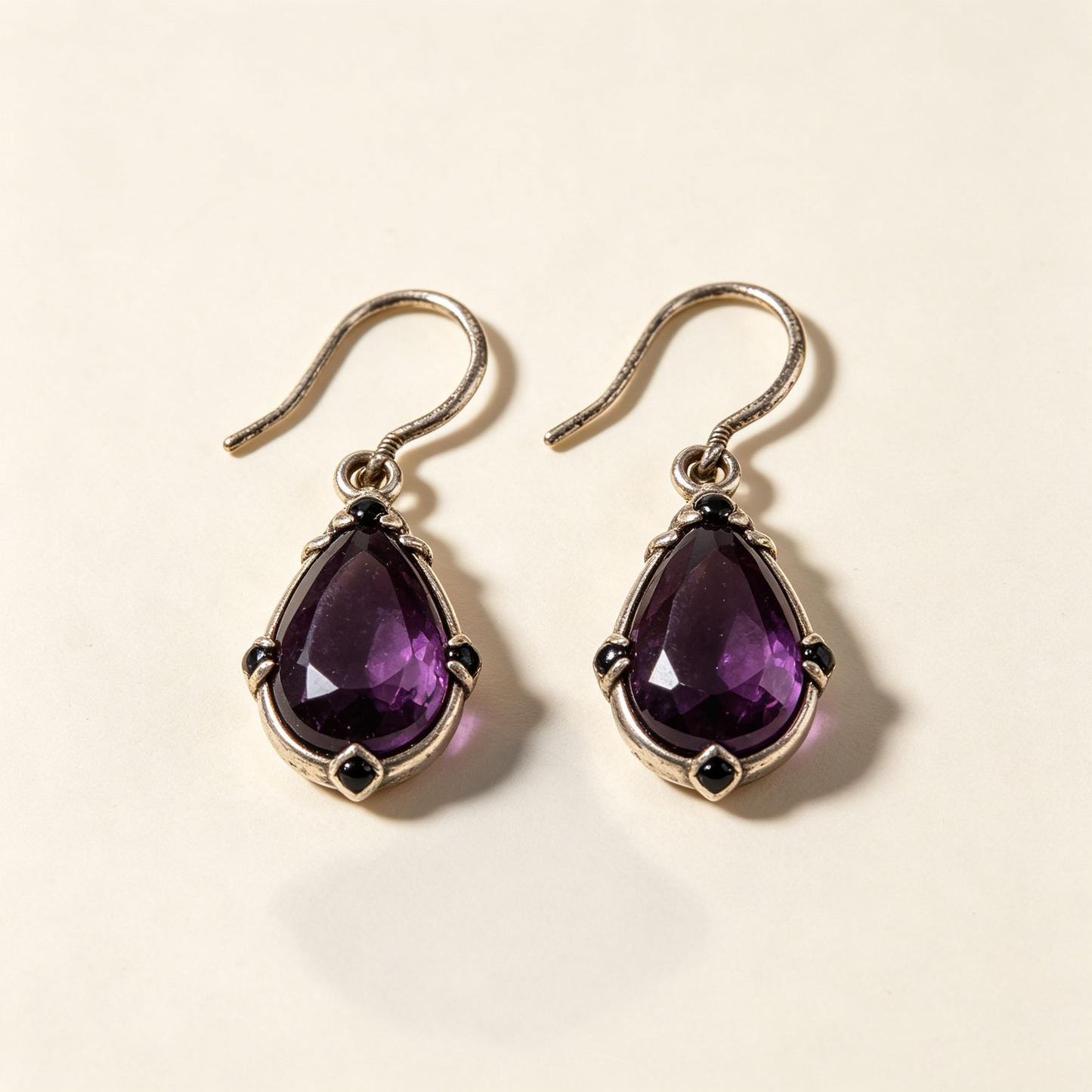 Vintage Purple Teardrop Crystal Earrings