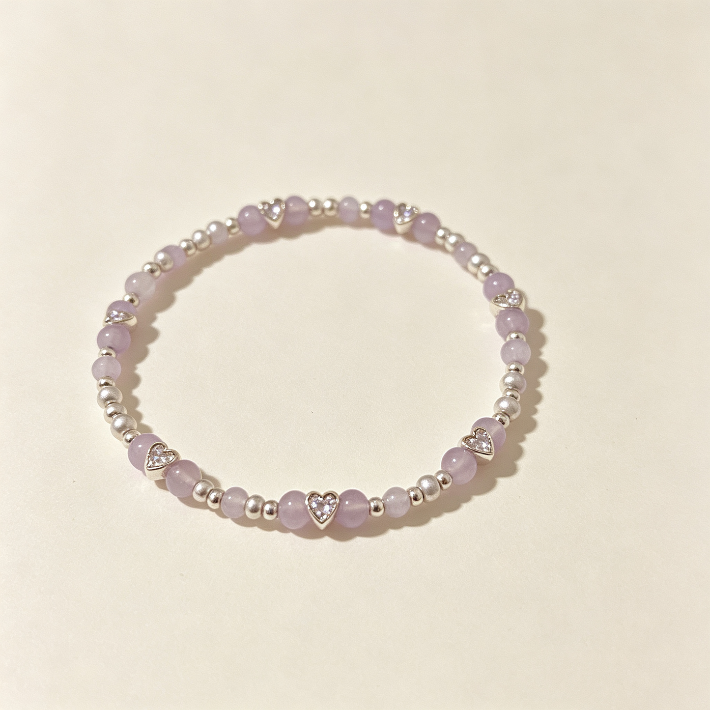 Lavender Heart Beaded Bracelet