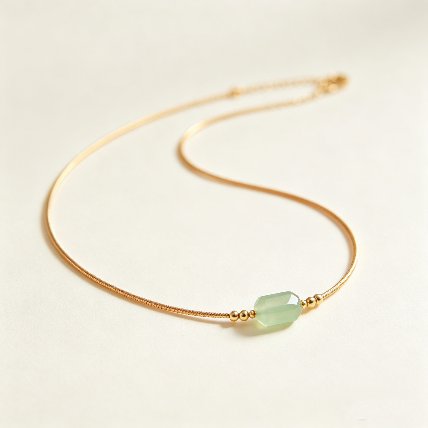 Green Rectangle Jade Snake Necklace