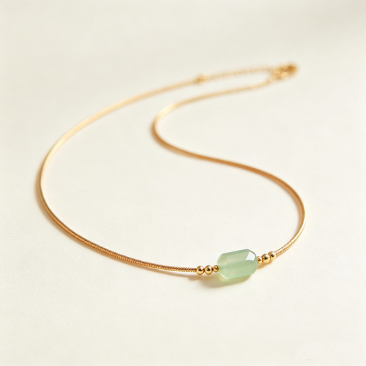 Green Rectangle Jade Snake Necklace