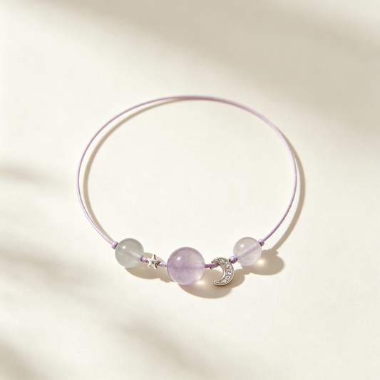 Star Moon Amethyst Cord Bracelet